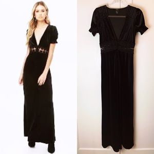 Forever 21 Black Velvet Maxi Dress